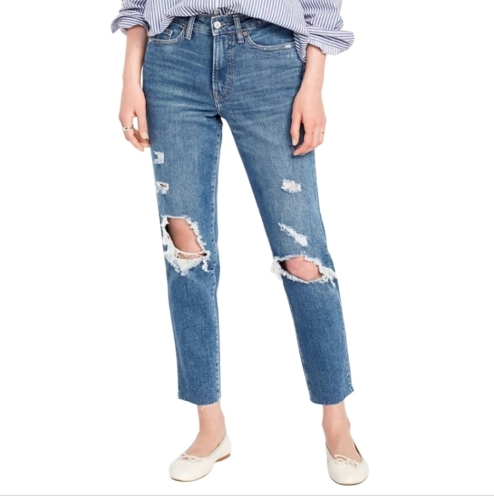 Old Navy High Rise OG Straight Distressed Jeans Pants